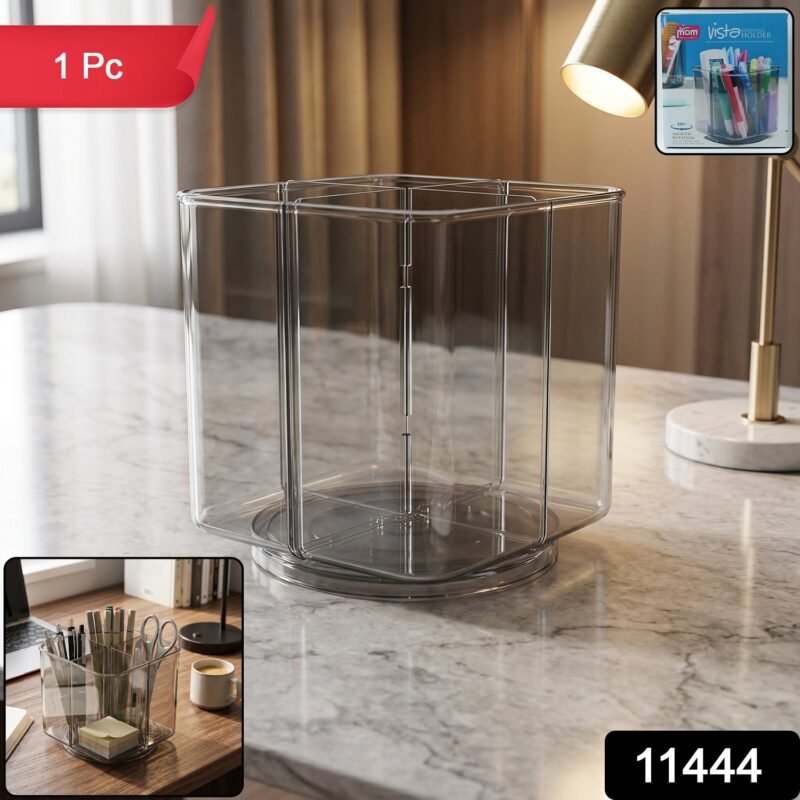Desk Organizer � 360� Rotating Acrylic Pen Stand for Workspace