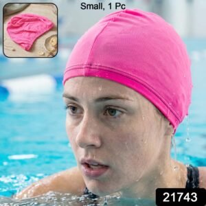 sku_26f47ddc-660e-42e4-b0f1-298606073d2c.jpg Small Premium Stretchable Pink Swimming Cap � Comfortable Fit for Short Hair