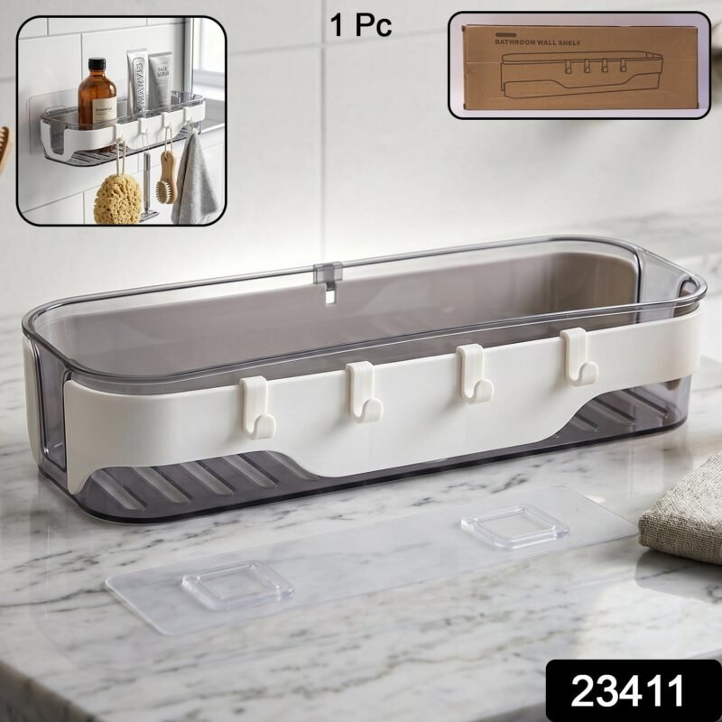 Bathroom Wall Shelf � Space-Saving with Hooks & Modern Design