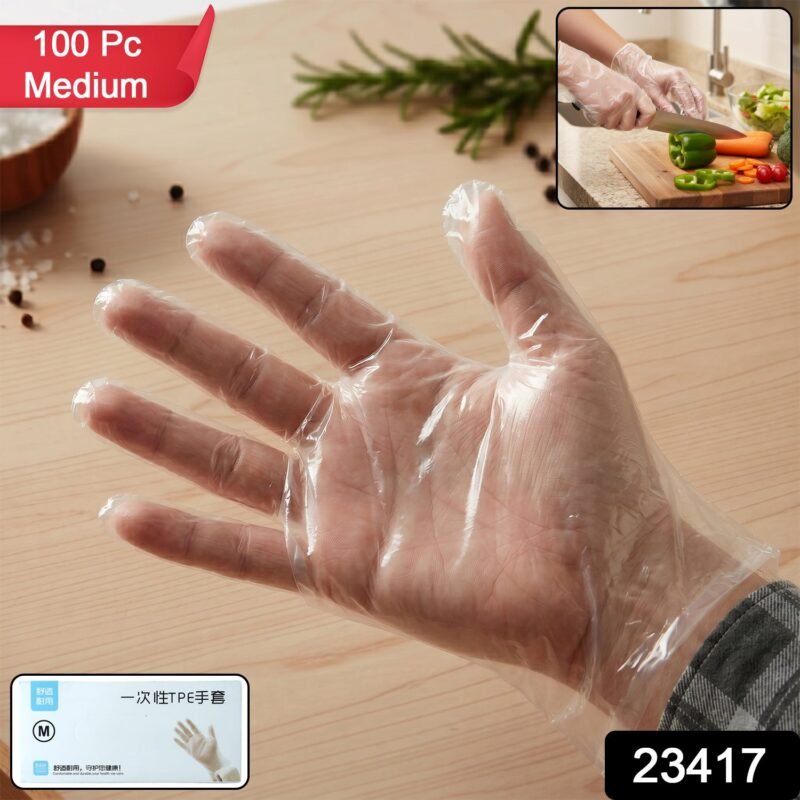 Disposable Plastic Gloves � Food-safe 100-piece pack for hygiene
