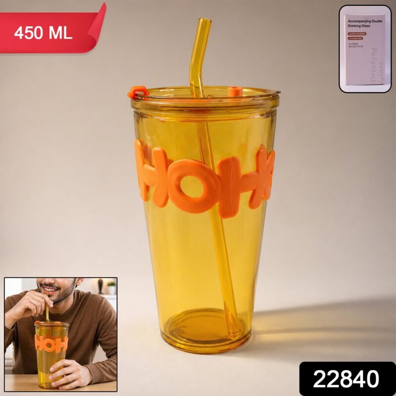 Glass Tumbler with Lid and Straw � Leak-Resistant & Stylish