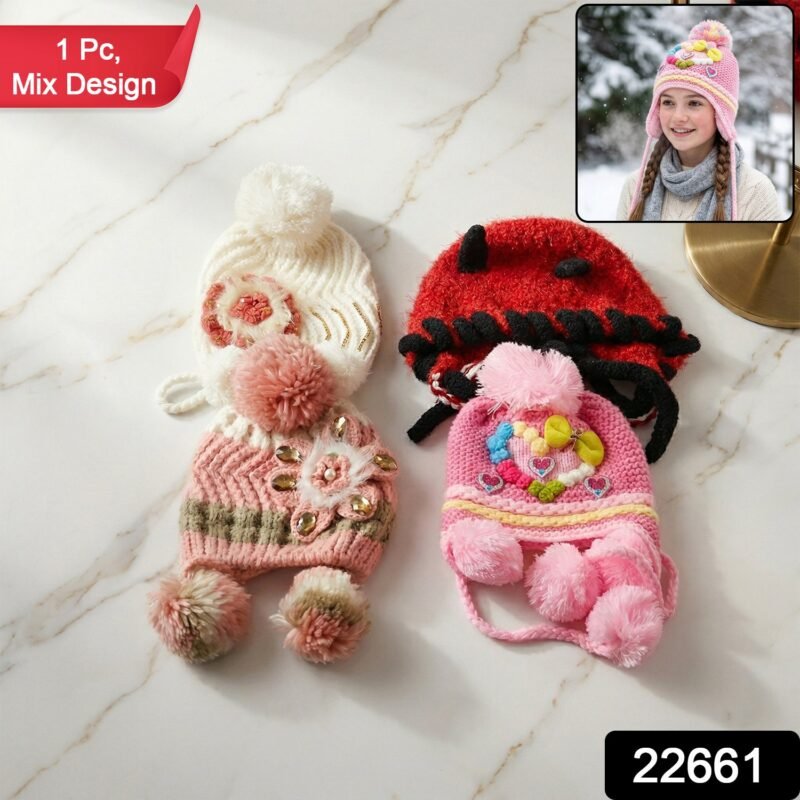 sku_946c0117-d86d-4e5e-86b4-2e7ee7625f89.jpg Kids Winter Woolen Ear Flap Cap – Soft & Warm with Pom Pom