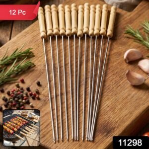 sku_ae3e8965-8900-4ae5-8d43-d5c9a1980942.jpg Stainless Steel BBQ Skewers � Reusable Grilling Sticks with Wooden Handle