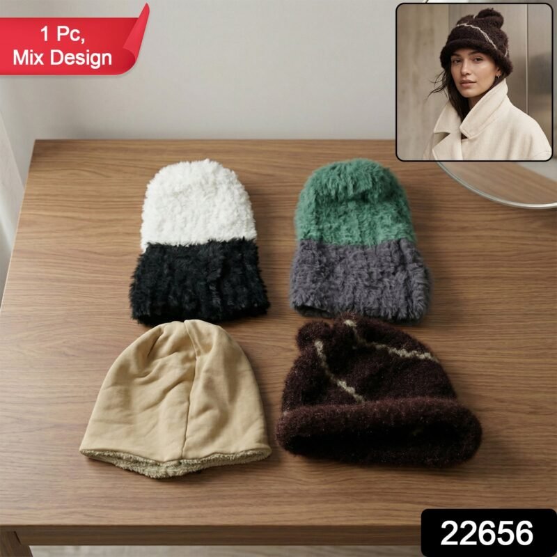 sku_bff7cb73-0171-4aeb-91fa-330683172fb0.jpg Winter Woolen Beanie Cap – Soft & Warm Fleece Lined Knit Hat