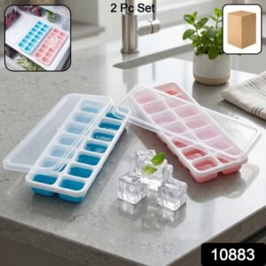 sku_c078948e-e360-4800-aebc-d3b2954b9126.jpg Plastic Ice Cube Tray with Lid � Hygienic & Easy Release, Pack of 2