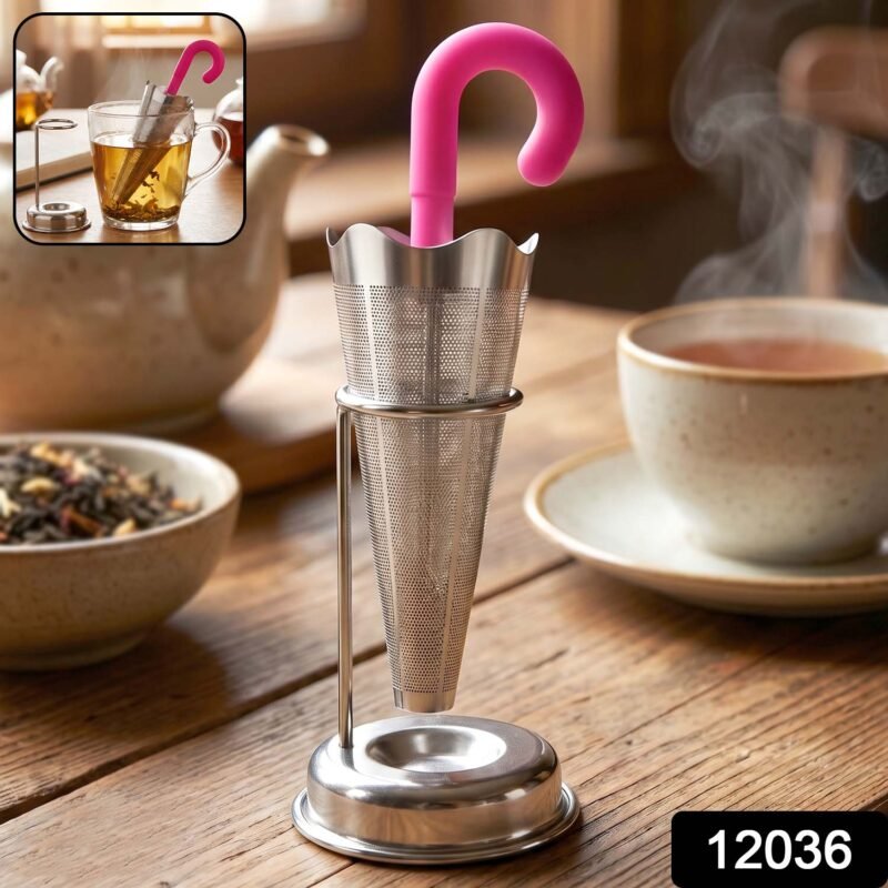 Stainless Steel Tea Strainer � Umbrella Design & Drip Tray | Siplix