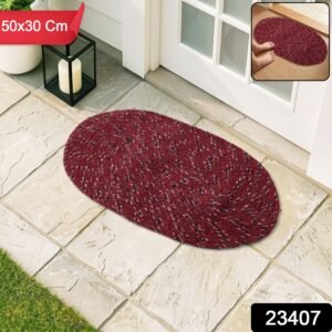 sku_f07a8bb1-9dc4-4a38-b60e-714110d9fa32.jpg Red Oval Non-Slip Floor Mat � Durable & Soft for Indoor Use