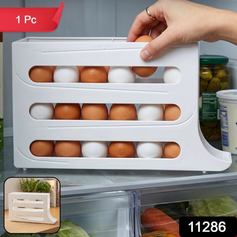 Plastic Egg Storage Organizer � Space-saving fridge tray for neat kitchen organization