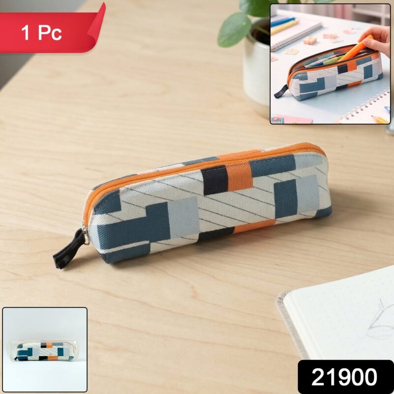 Designer Fabric Zipper Pencil Pouch – Compact & Stylish Organizer