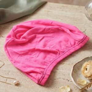 swimming-cap_2_-3.jpg Small Premium Stretchable Pink Swimming Cap � Comfortable Fit for Short Hair