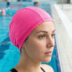 swimming-cap_2_-4.jpg Small Premium Stretchable Pink Swimming Cap � Comfortable Fit for Short Hair