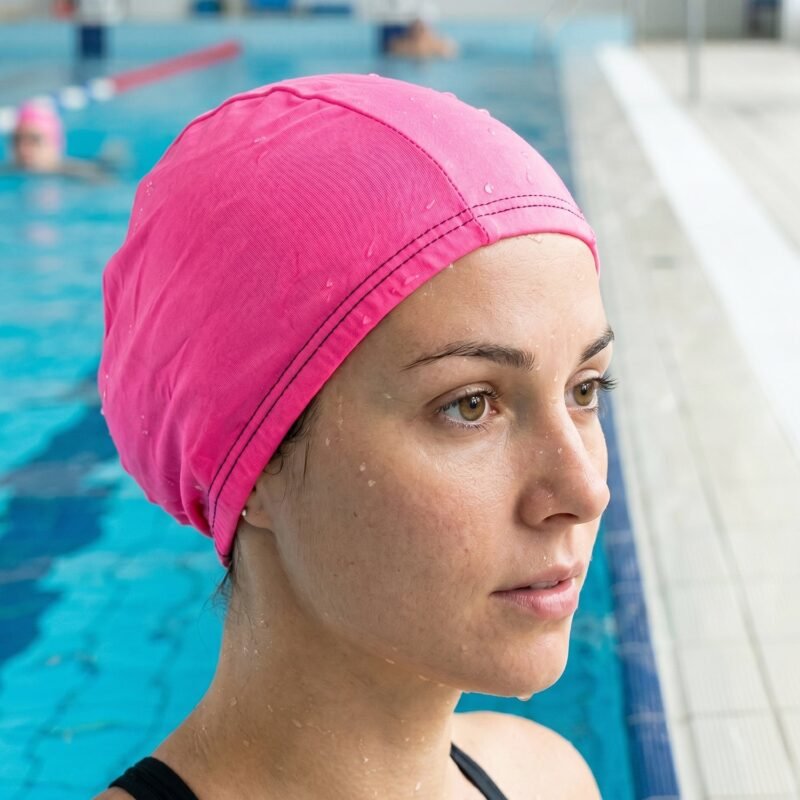 swimming-cap_2_-4.jpg Small Premium Stretchable Pink Swimming Cap � Comfortable Fit for Short Hair