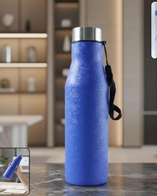 Stainless Steel Water Bottle 1000ML – Leakproof with Carry Strap