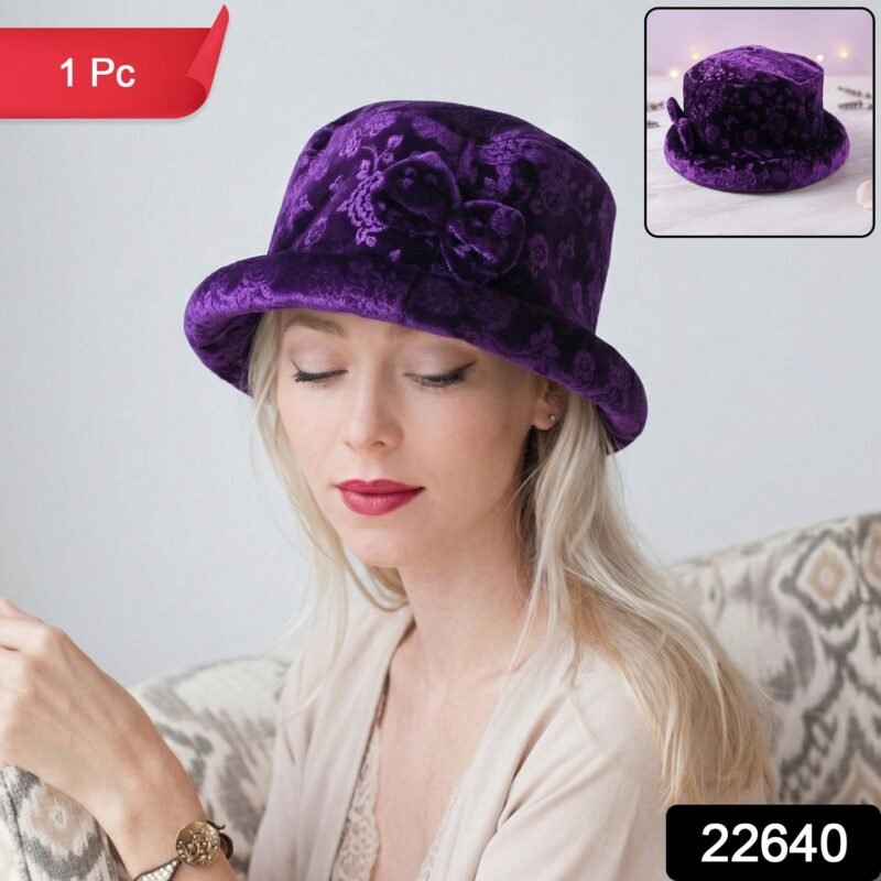 winter-hat-WOSKU-2.jpg Velvet Floral Bucket Hat – Elegant Winter Accessory for Women