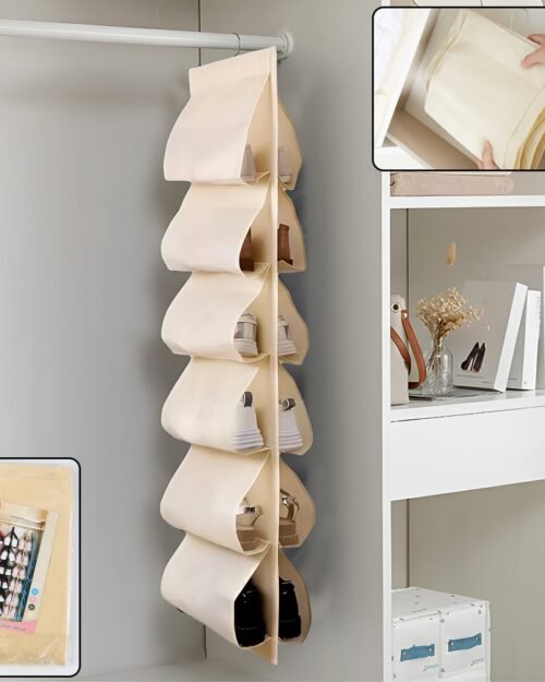 Hanging-shoe-organizer-01.jpg 12-Pocket Hanging Shoe Organizer – Space-Saving Durable Storage
