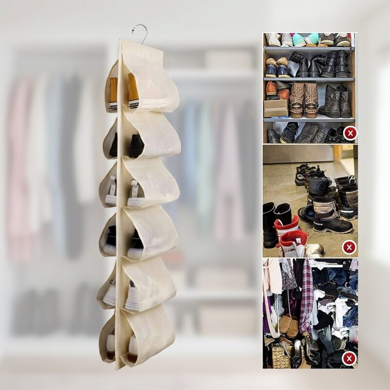 Hanging-shoe-organizer-02.jpg 12-Pocket Hanging Shoe Organizer – Space-Saving Durable Storage