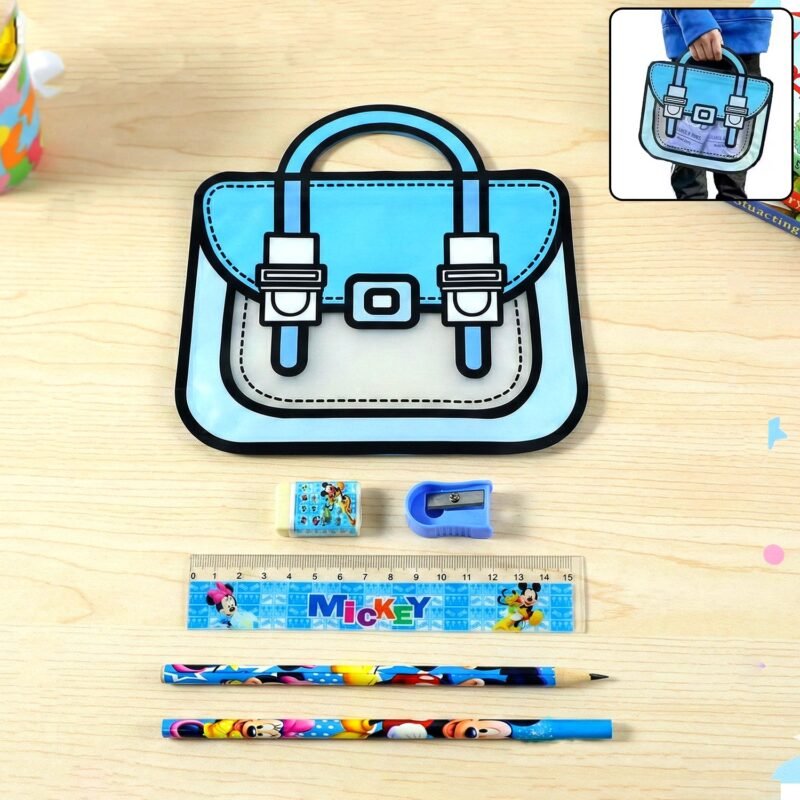 PVCBagsKids-WOSKU-01.jpg Kids Stationery Kit – 5 in 1 Cartoon Style Carry Bag